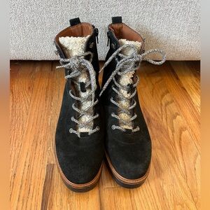 Marc Fisher suede shearling lace up boots size 8
